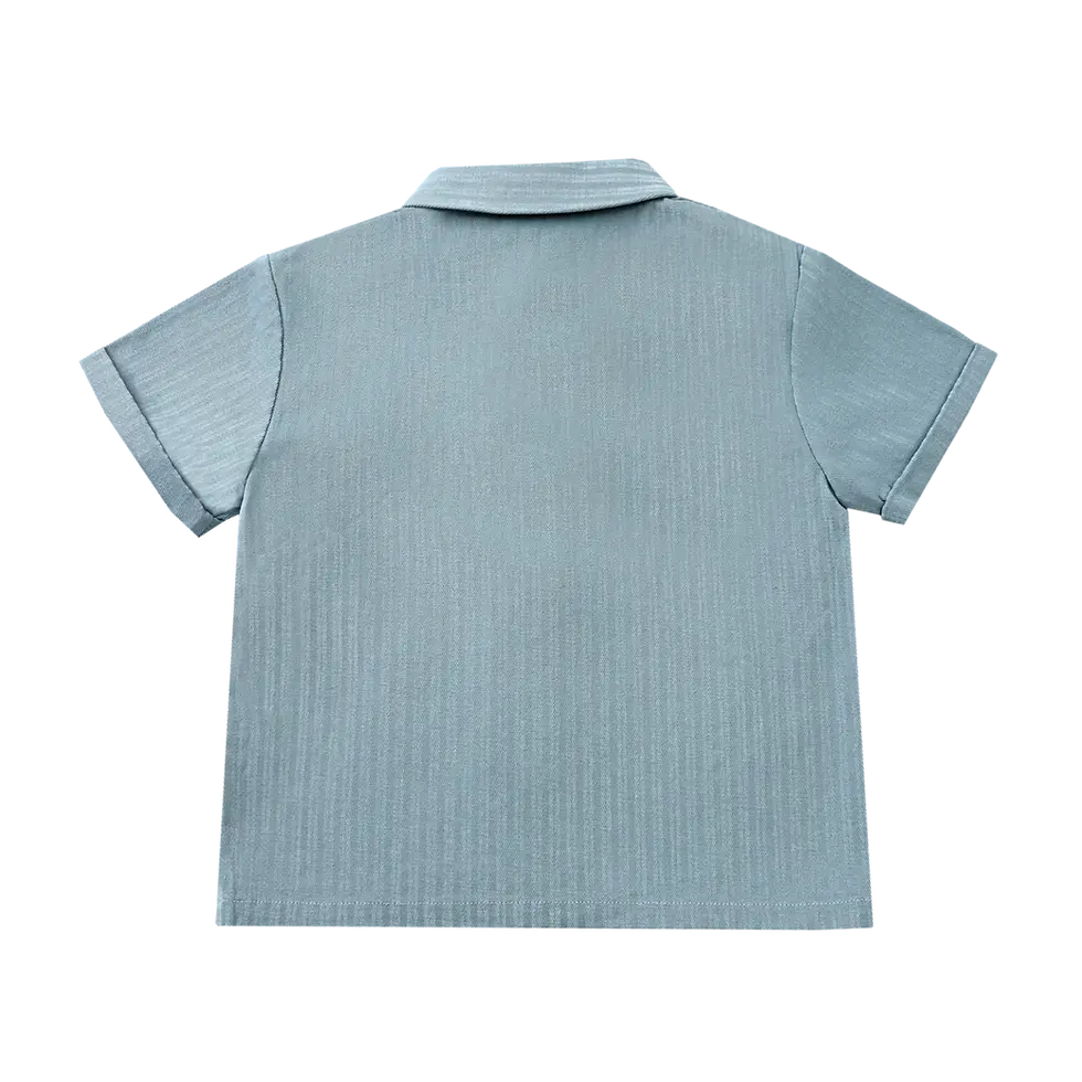 Thumbnail: Brammie Shirt With Cyriel Shorts | Steel Blue Striped