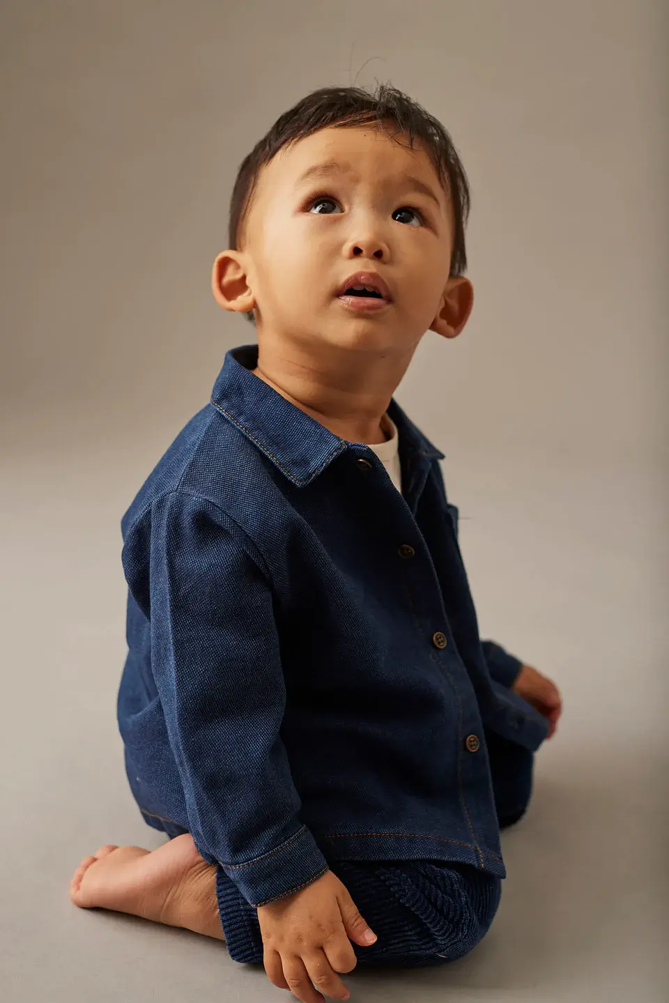 Thumbnail: Dobby Denim Baby Shirt With Print Baby T-Shirt And Baby Pants