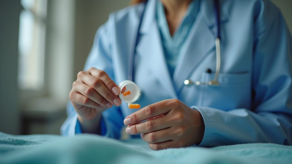 Close-up view of a caregiver preparing medication for overnight care