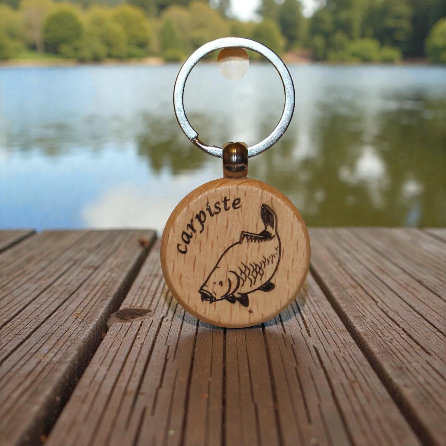 porte clés en bois carpe