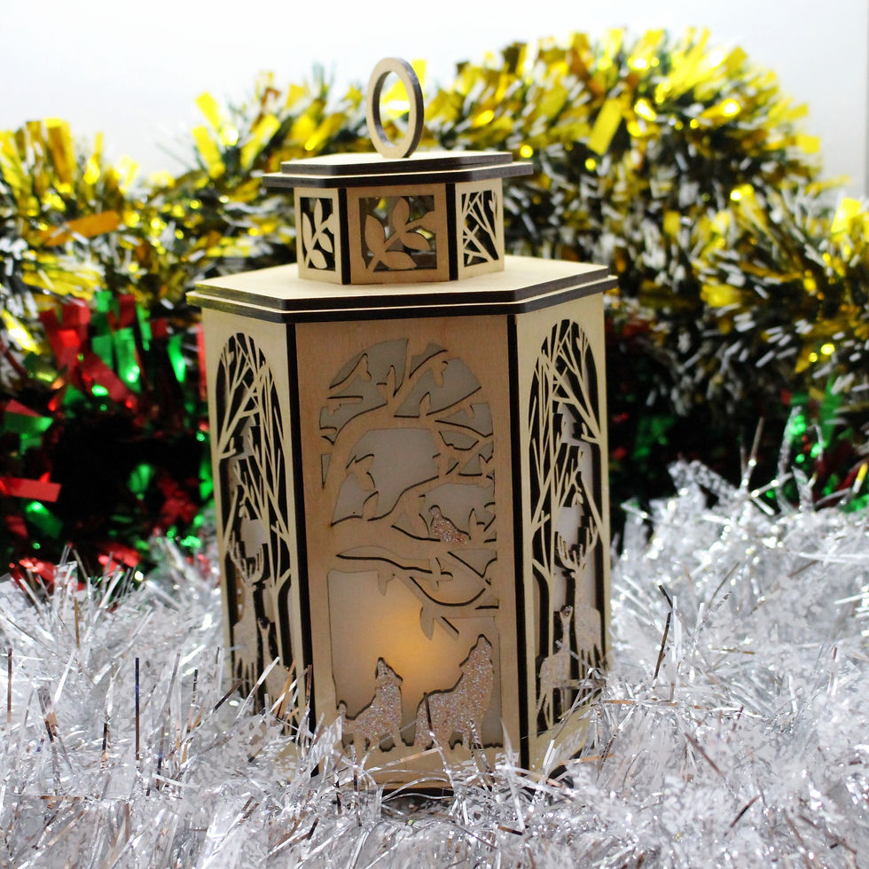 Lanterne de noël lumineuse en bois