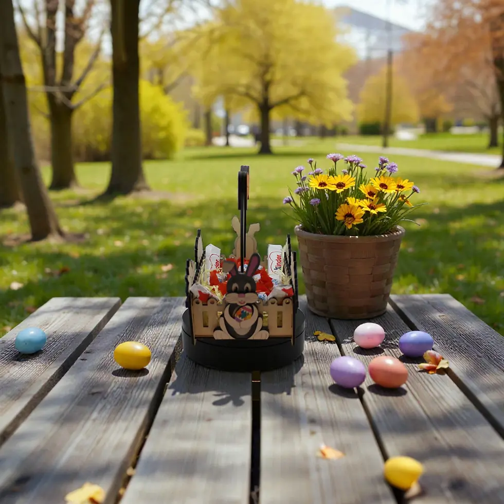 Panier de Pâques en bois - Décoration artisanale pour la fête