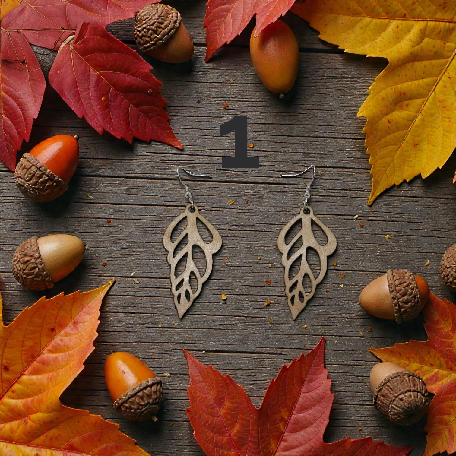 Boucles d'Oreilles Feuille en Bois - Bijoux Artisanaux Nature