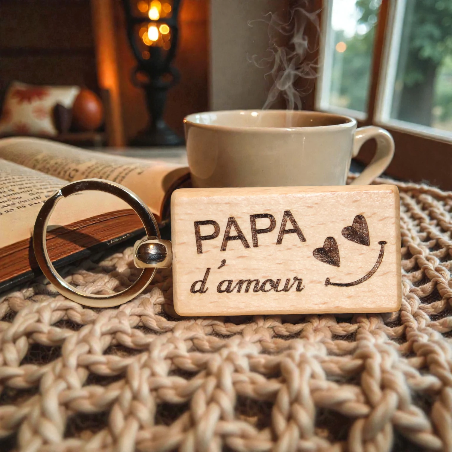 porte clés en bois papa/maman