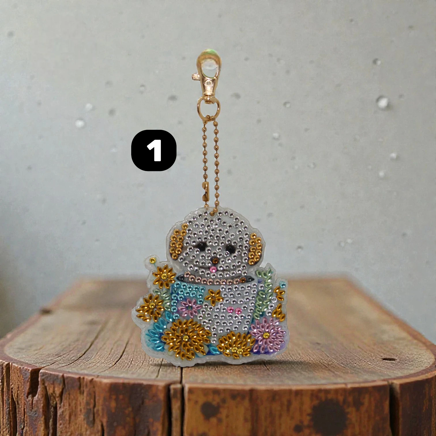 porte clés Diamonds painting chien double face