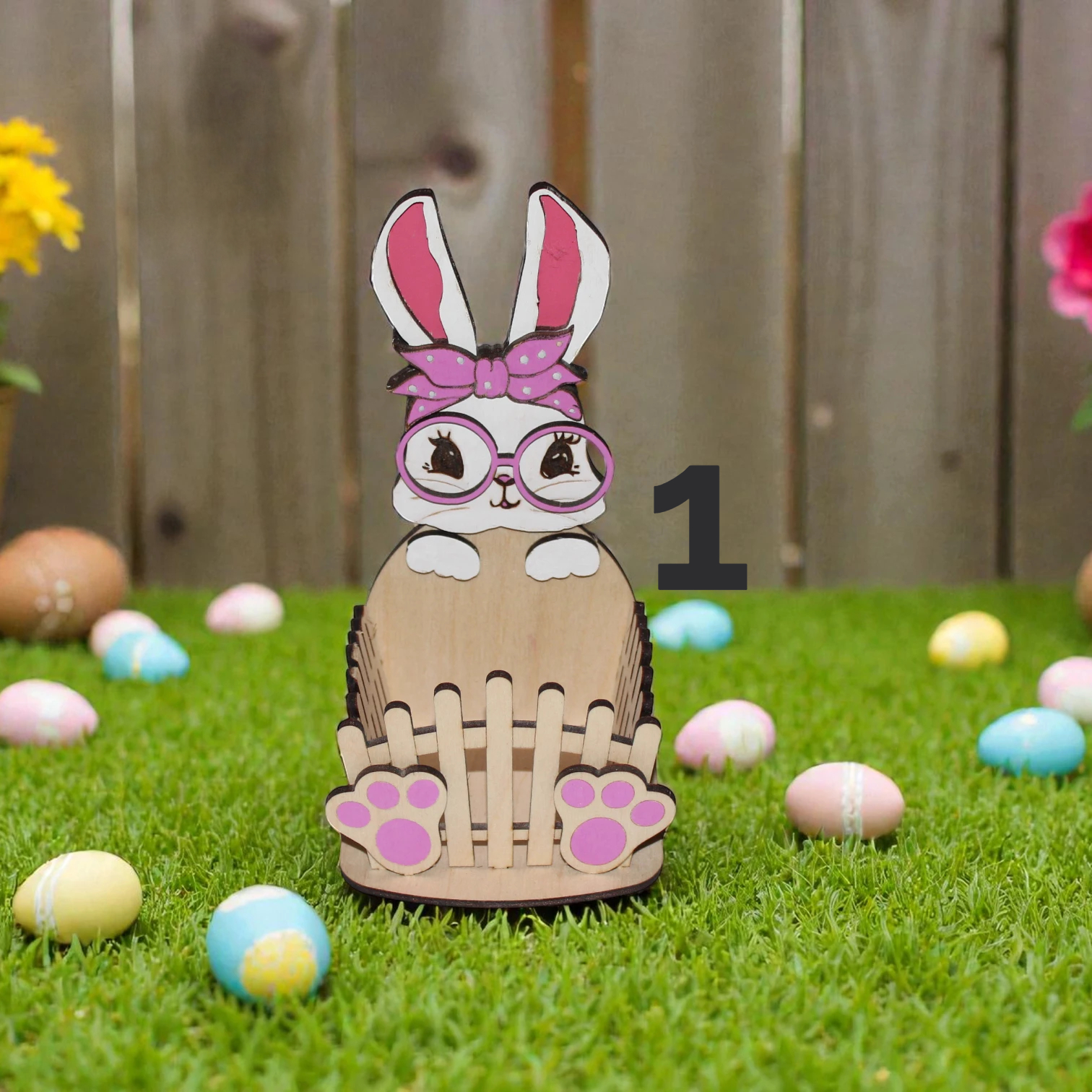 lapin de pâques a lunette ronde