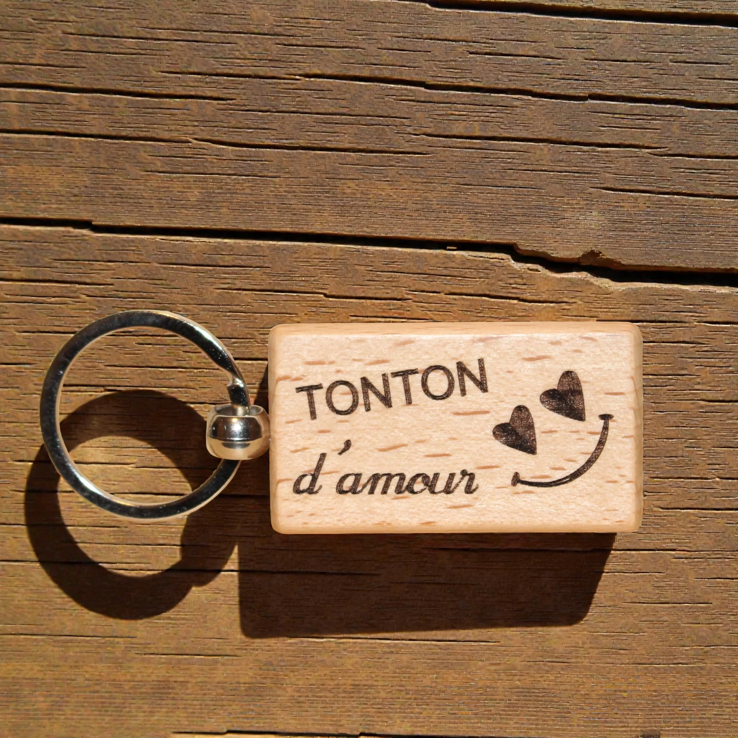 porte clés en bois tonton/tatie