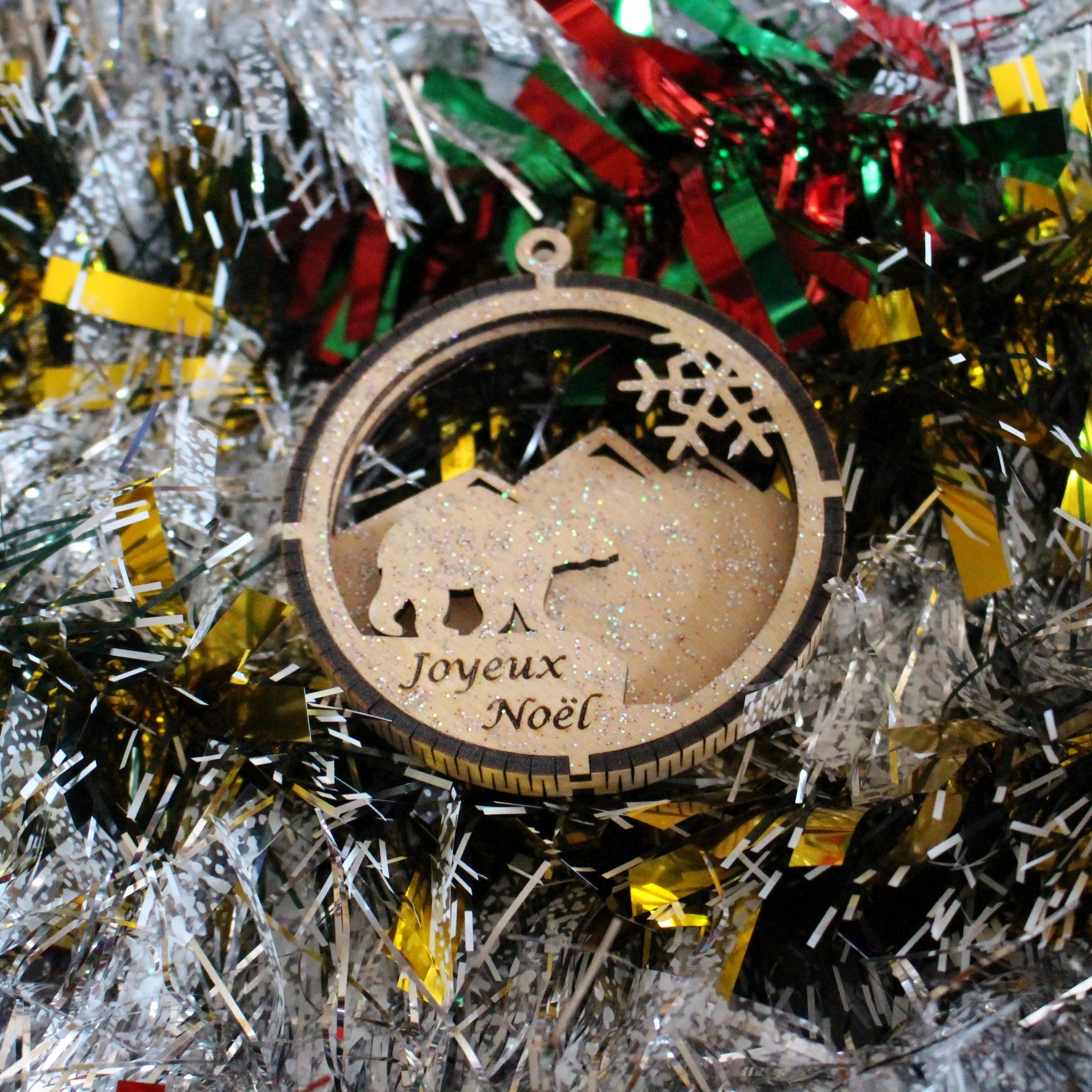 Boule de Noël motif ours 3D