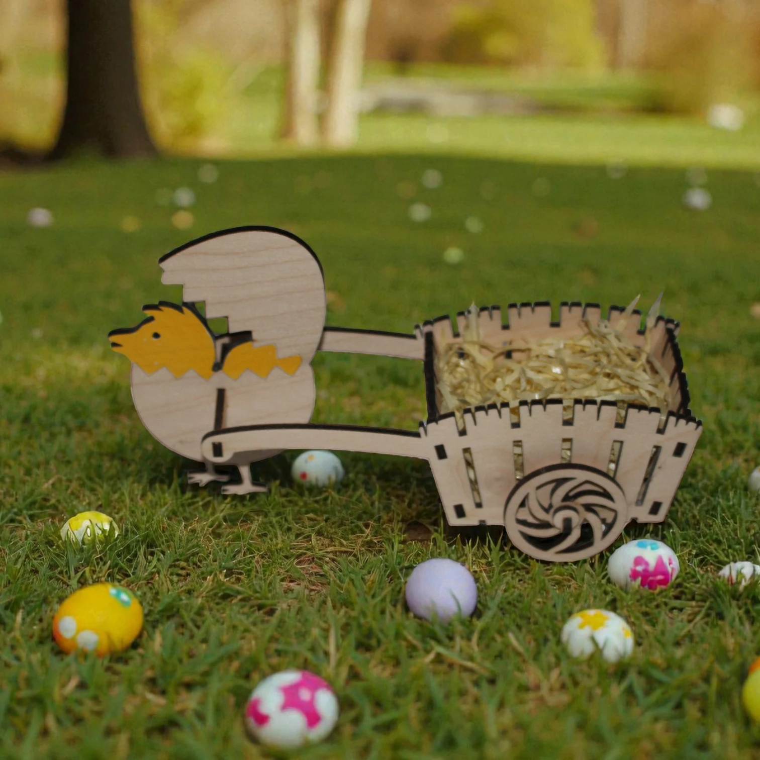 chariot de pâques avec poussin