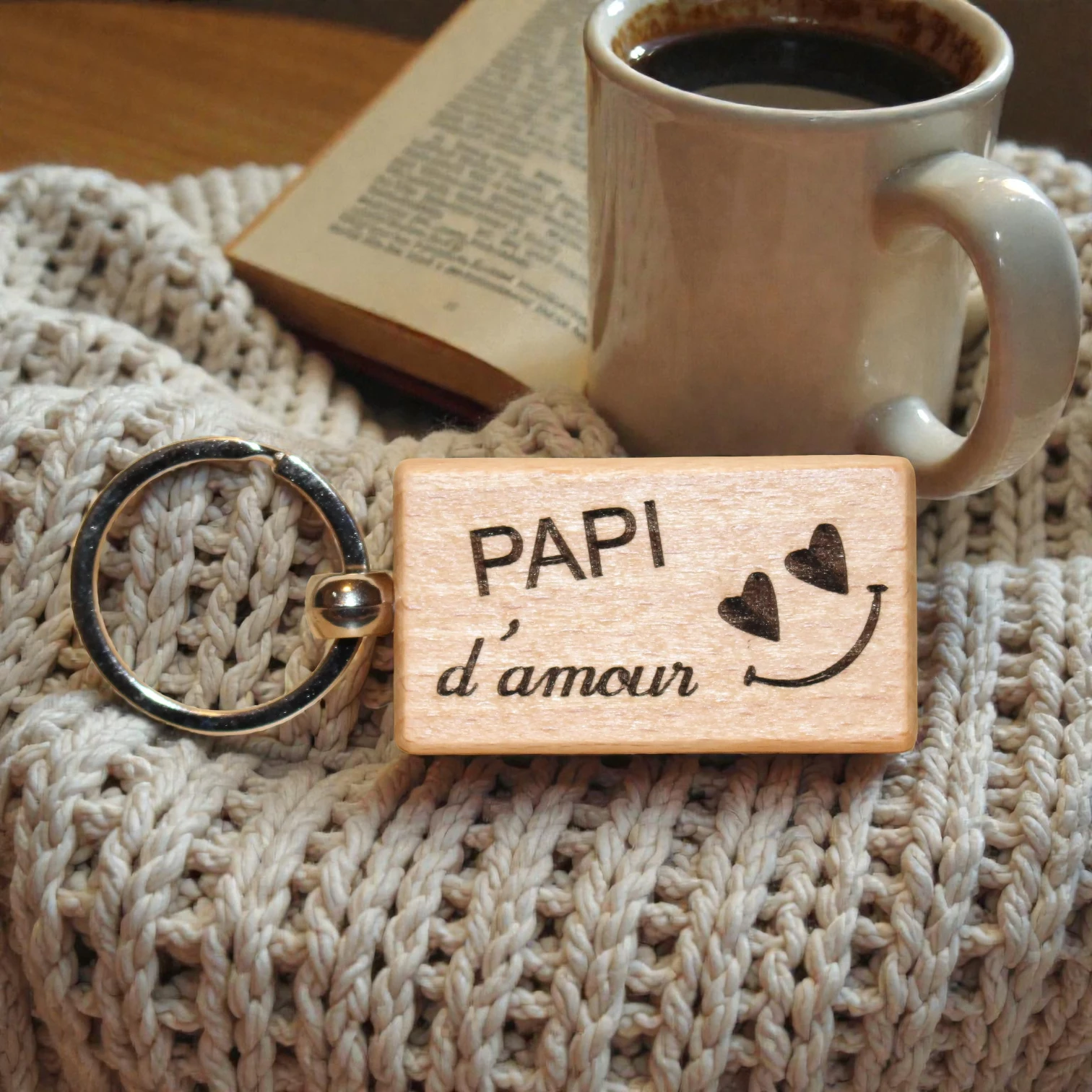 porte clés en bois papi/mamie