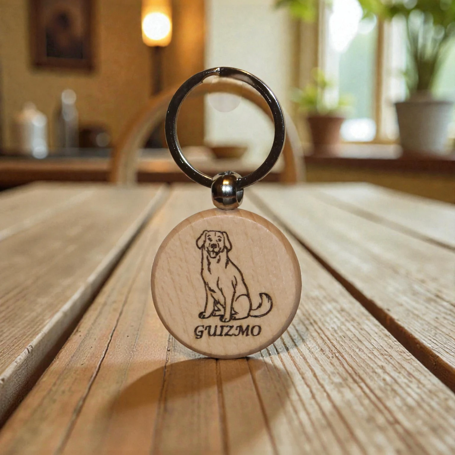 porte clés en bois chien 'personnalisé`