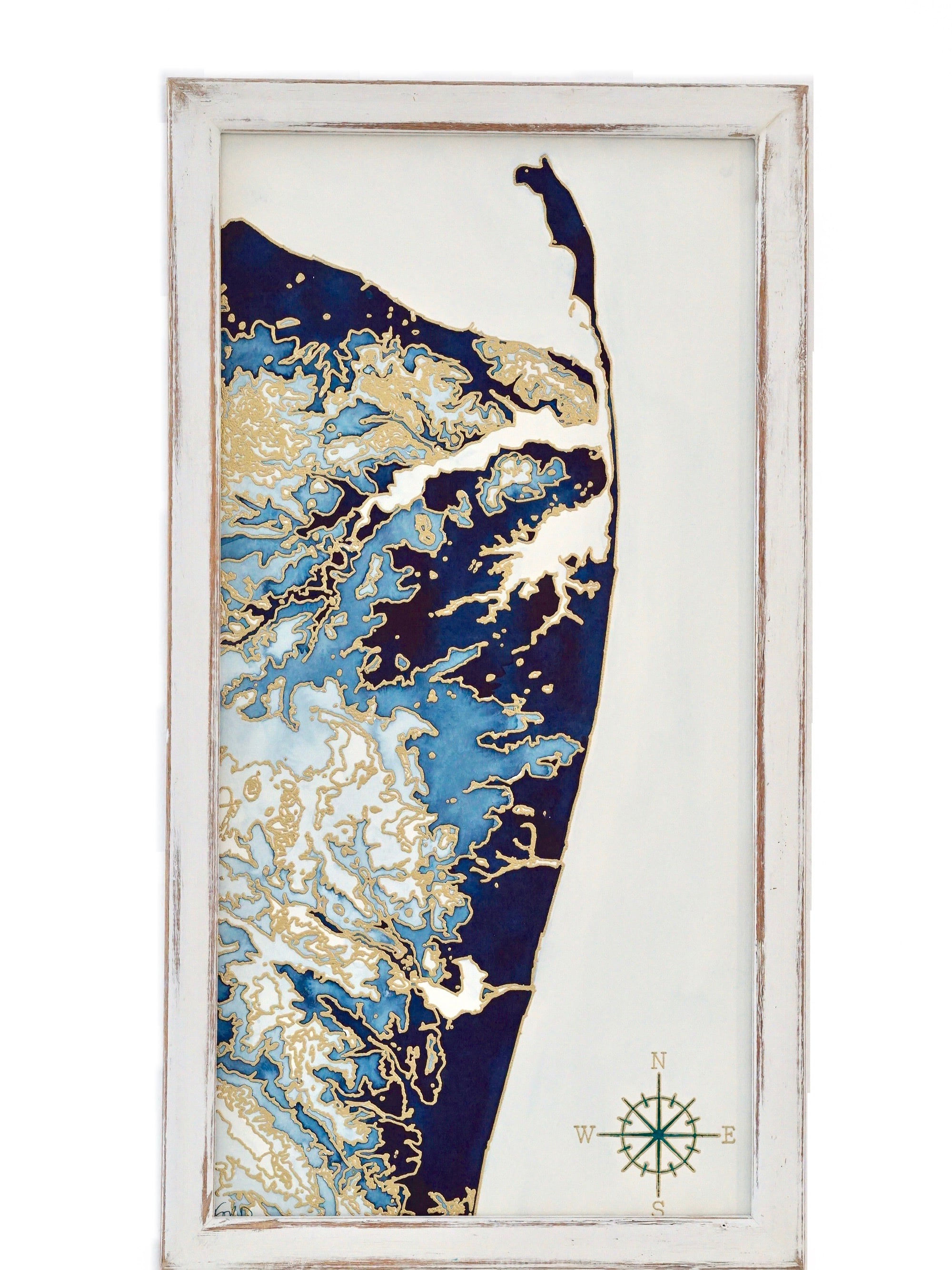 Jersey Shore Coastline Topographic Watercolor