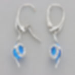 Thumbnail: Blue Fire Opal Dangle Swirl Earrings - 925 Sterling Silver