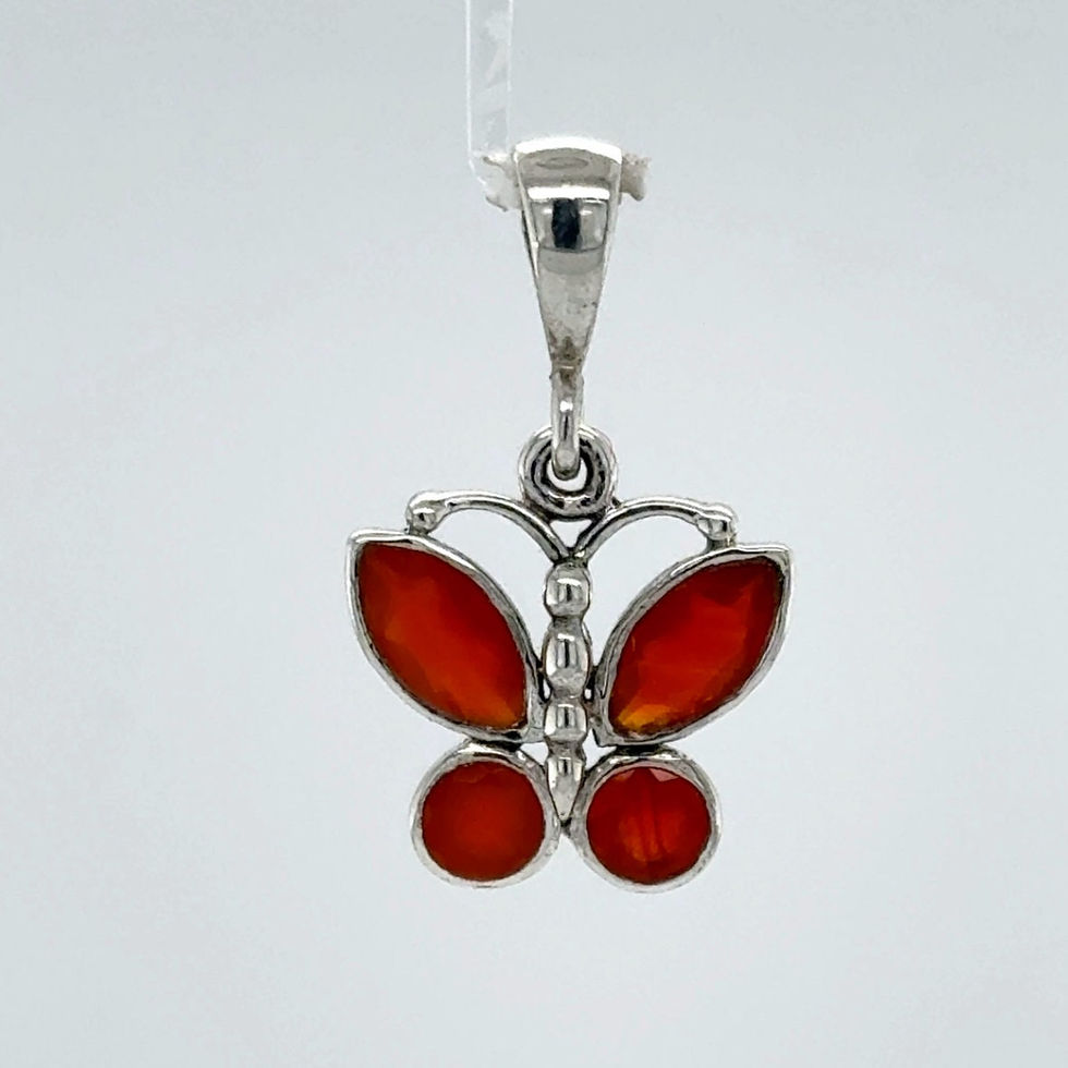 Thumbnail: Orange Carnelian Butterfly Pendant - 925 Sterling Silver