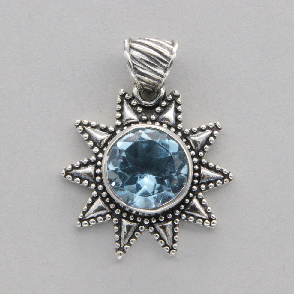 Thumbnail: Blue Topaz Sun Pendant - 925 Sterling Silver
