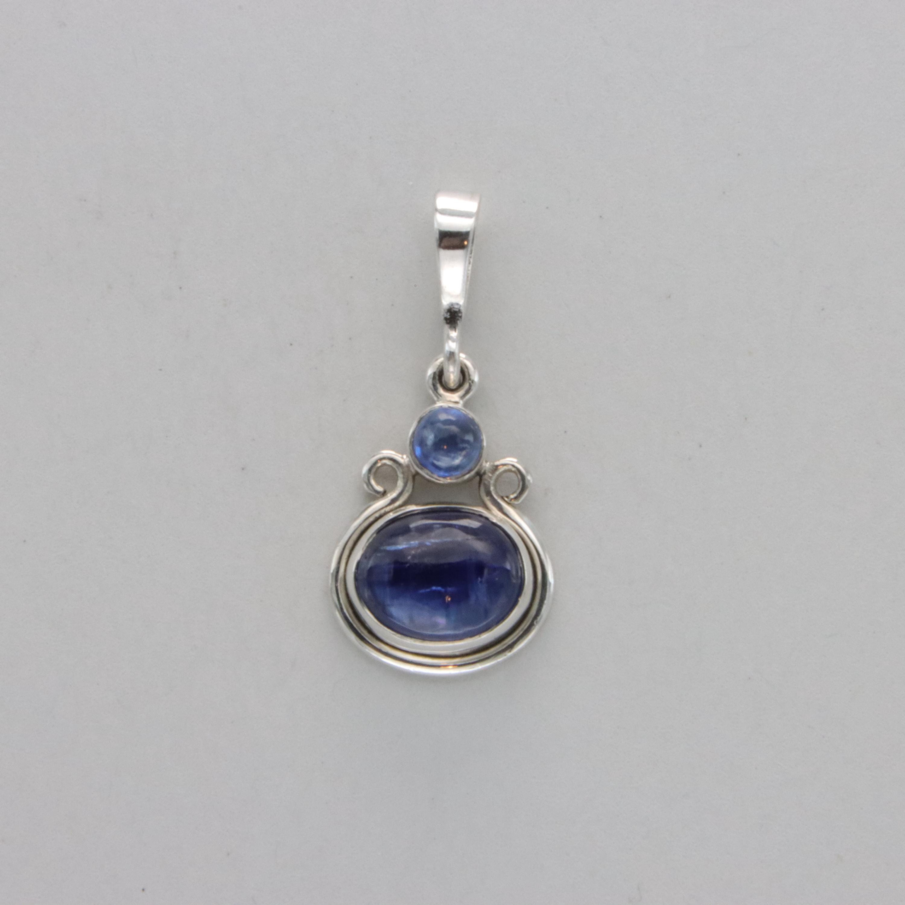 Blue Kyanite & Sapphire Pendants - 925 Sterling Silver - Natural Gemstone