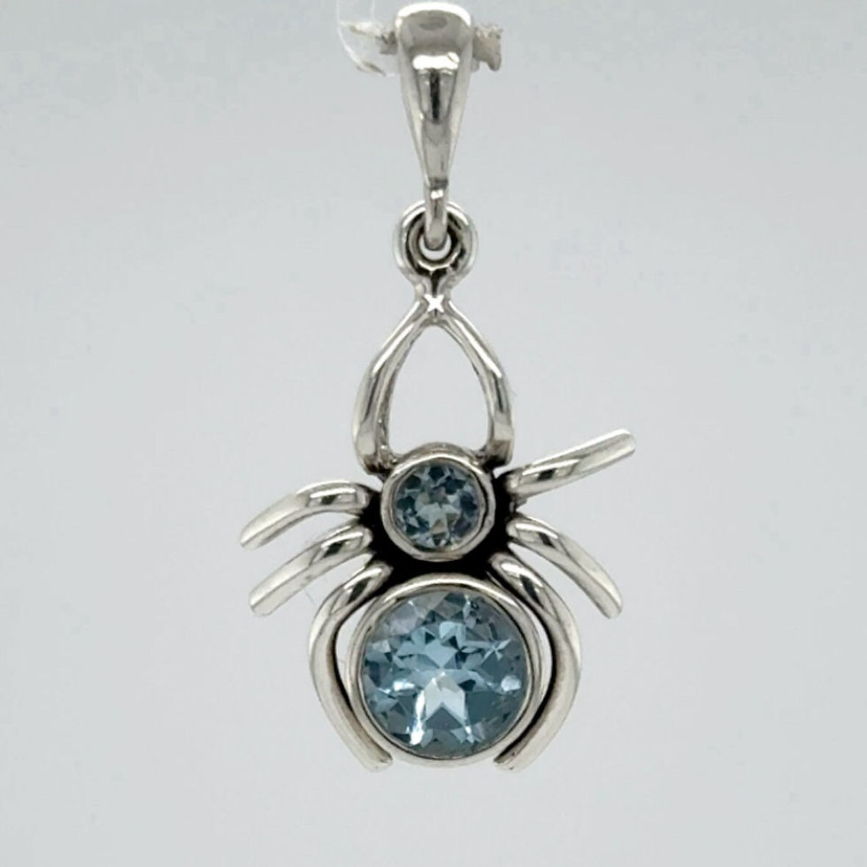 Thumbnail: Blue Topaz Spider Pendant - 925 Sterling Silver