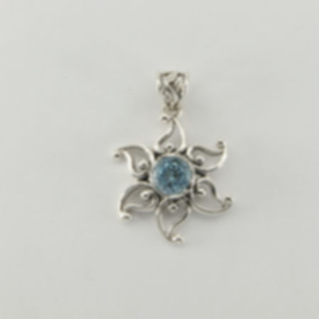 Sterling Silver (925) Sun / Star Blue Topaz Pendant