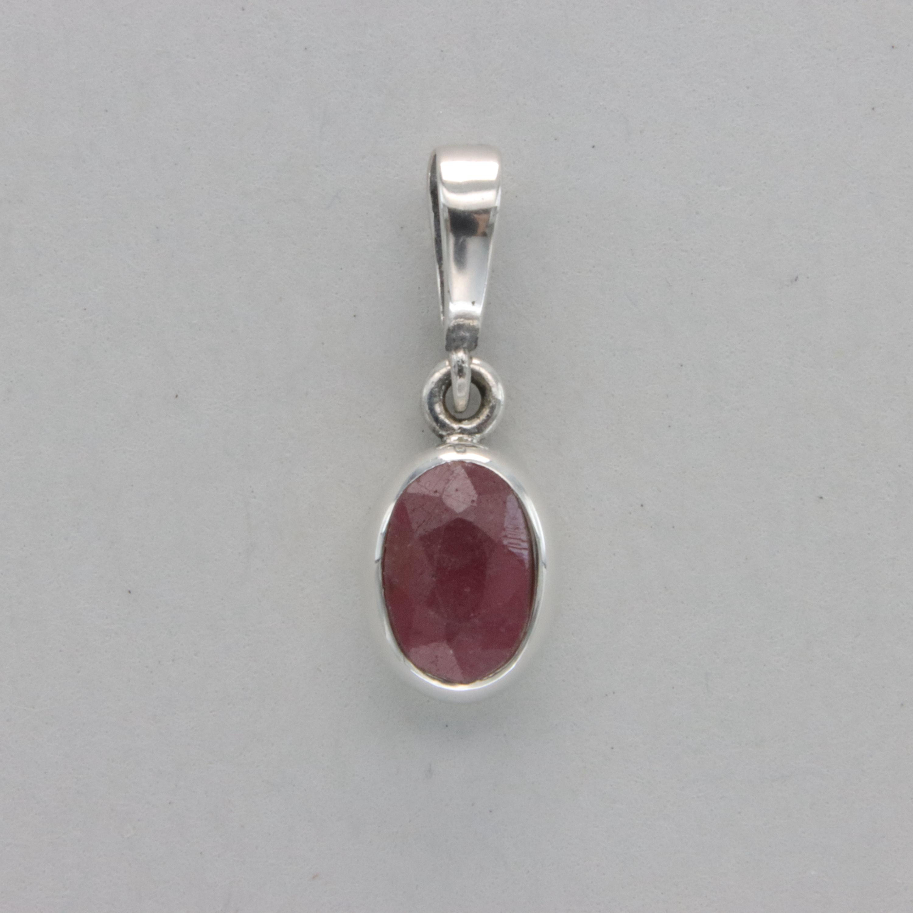 Red Oval Ruby Pendant - 925 Sterling Silver - Natural Gemstone