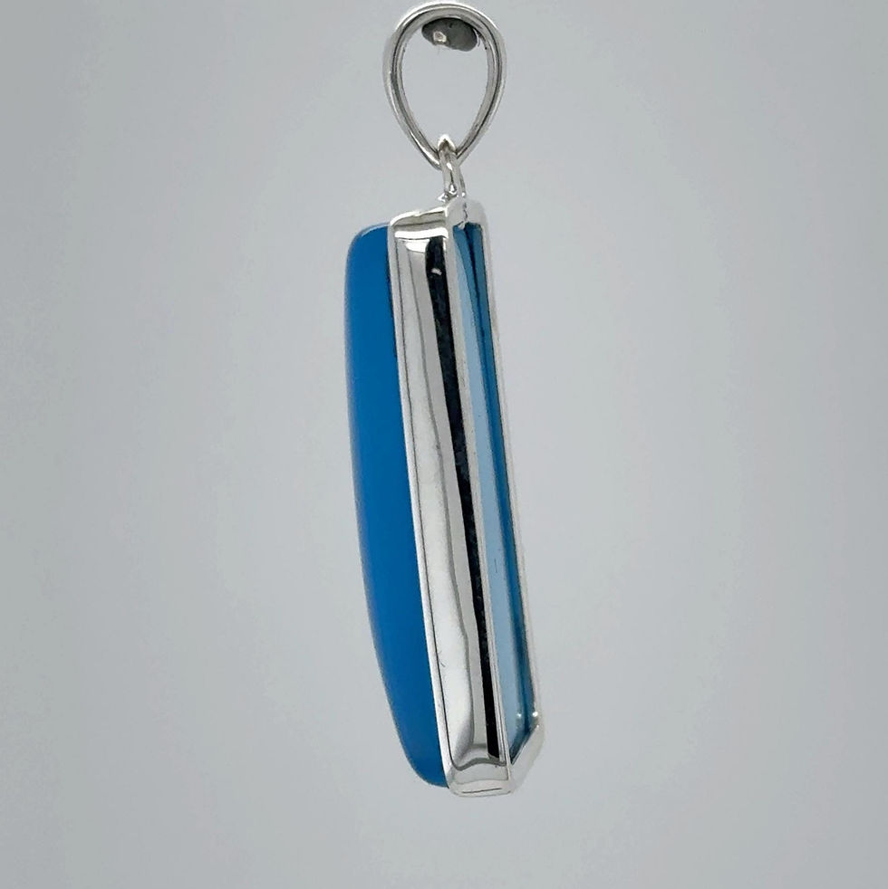 Thumbnail: Blue Chalcedony Pendant - 925 Sterling Silver - Natural Gemstone