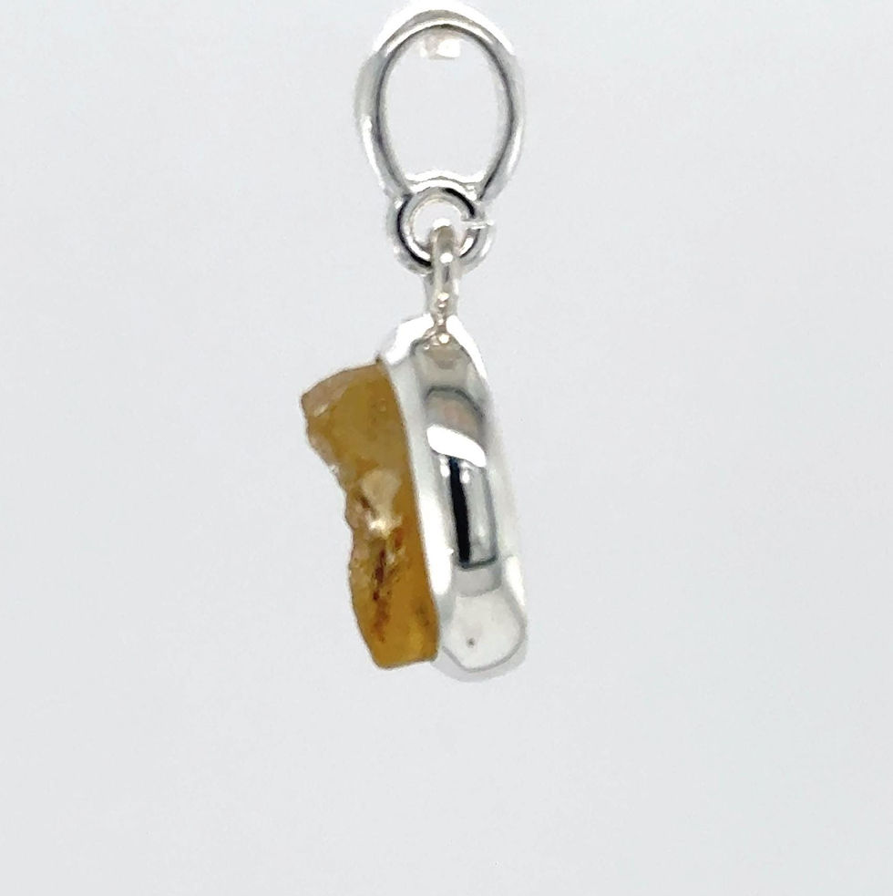 Thumbnail: Raw Cut Yellow Citrine Oval Pendant - 925 Sterling Silver