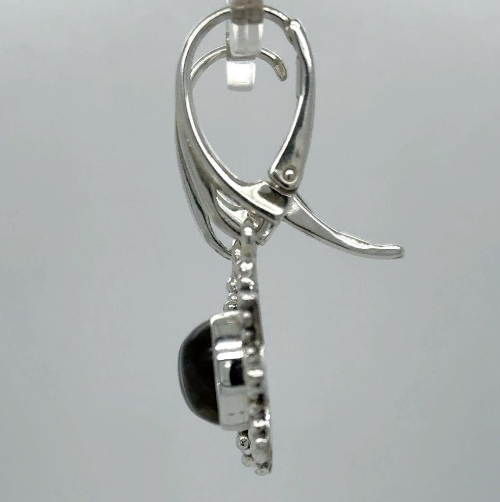 Thumbnail: Sterling Silver Labradorite Sun Star Dangle Earrings - Natural Gemstone