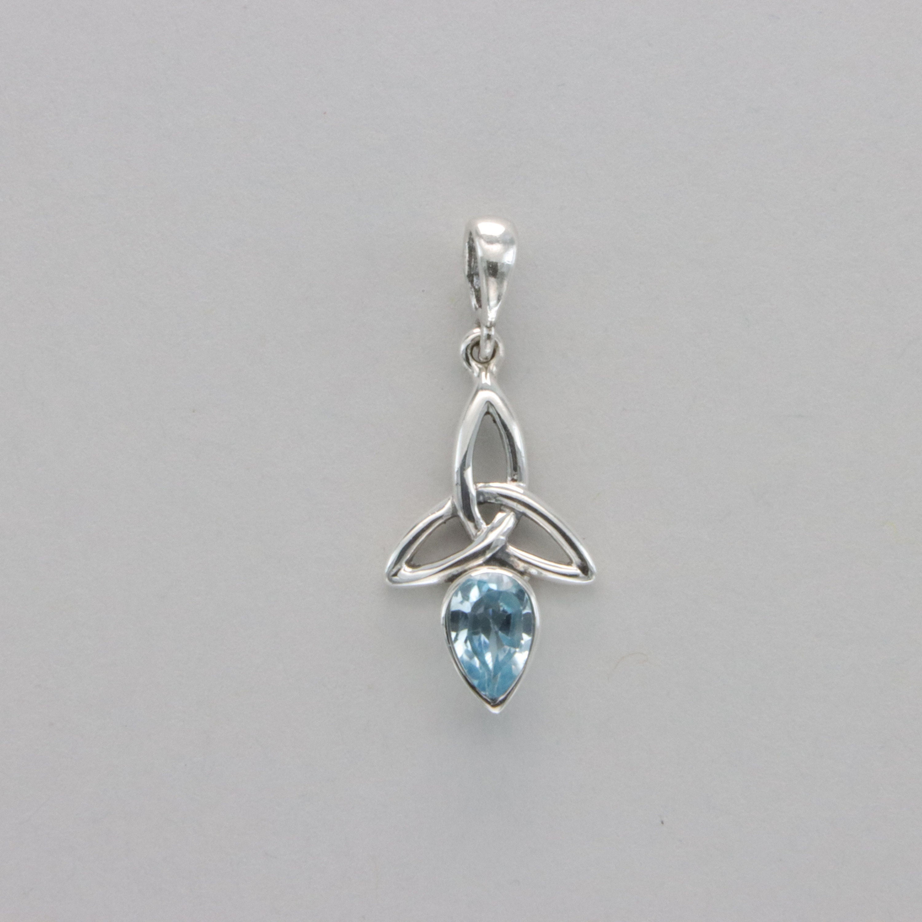 Blue Topaz Celtic Knot Pendant - 925 Sterling Silver