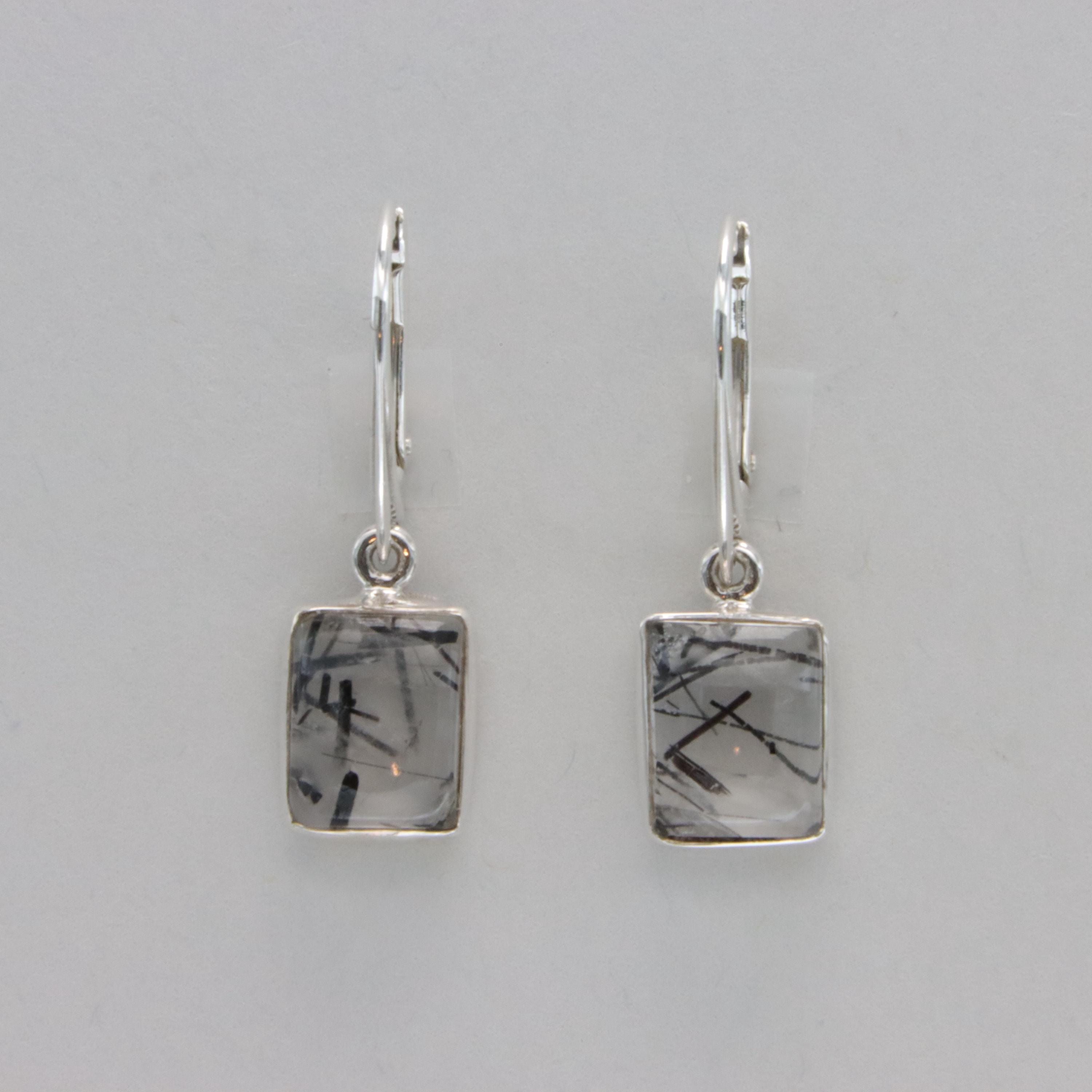 Sterling Silver Rutilated Quartz Dangle Earrings - Leverback - Genuine Gemstone