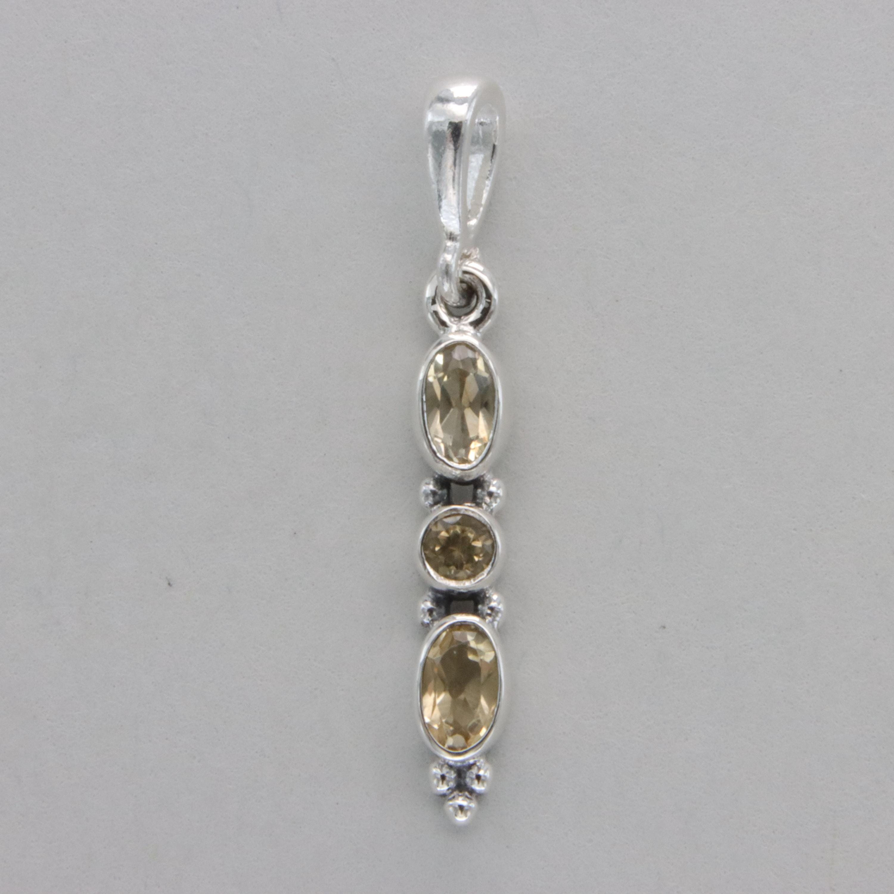 Sterling Silver Citrine Pendant - Rough Cut 925 Silver