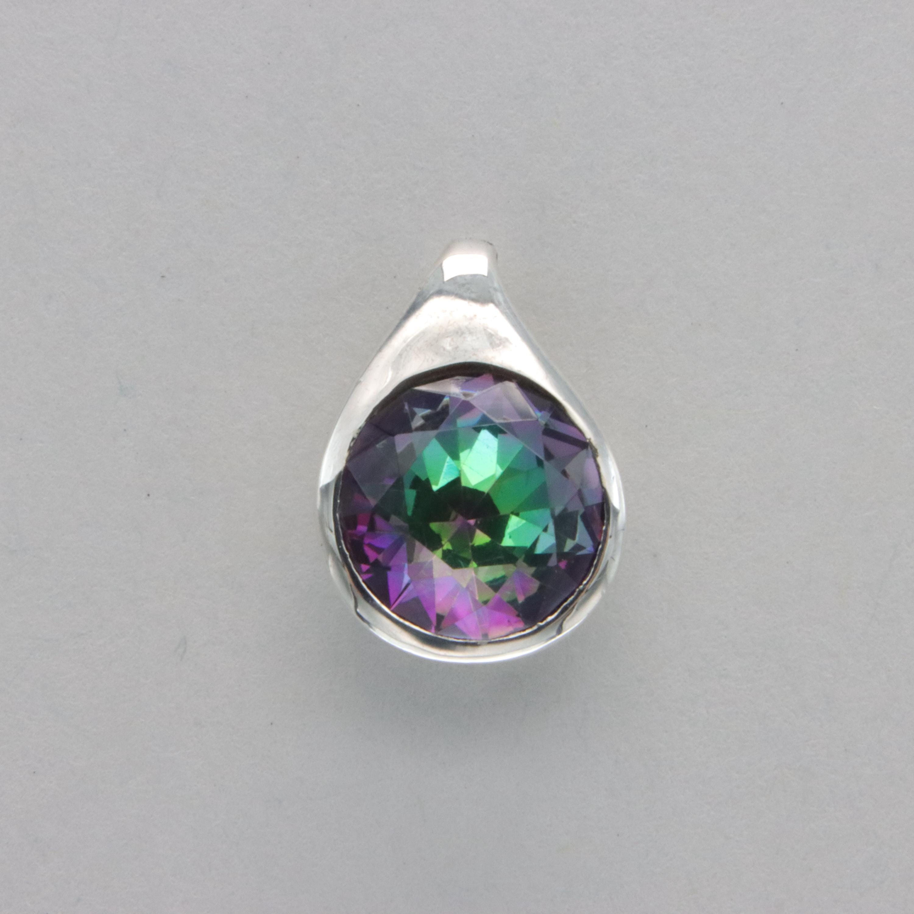 Sterling Silver Round Mystic Topaz Pendant