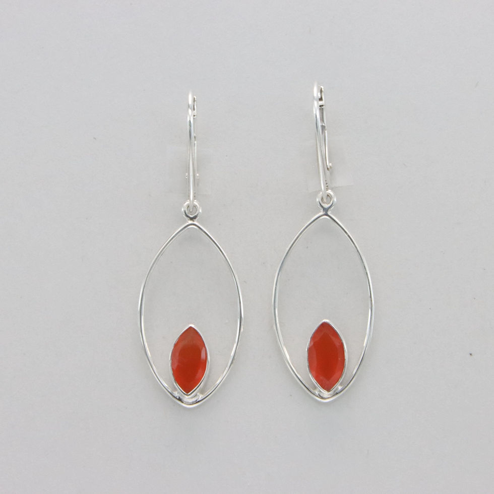 Thumbnail: Orange Oval Carnelian Leverback Earrings 925 Sterling Silver