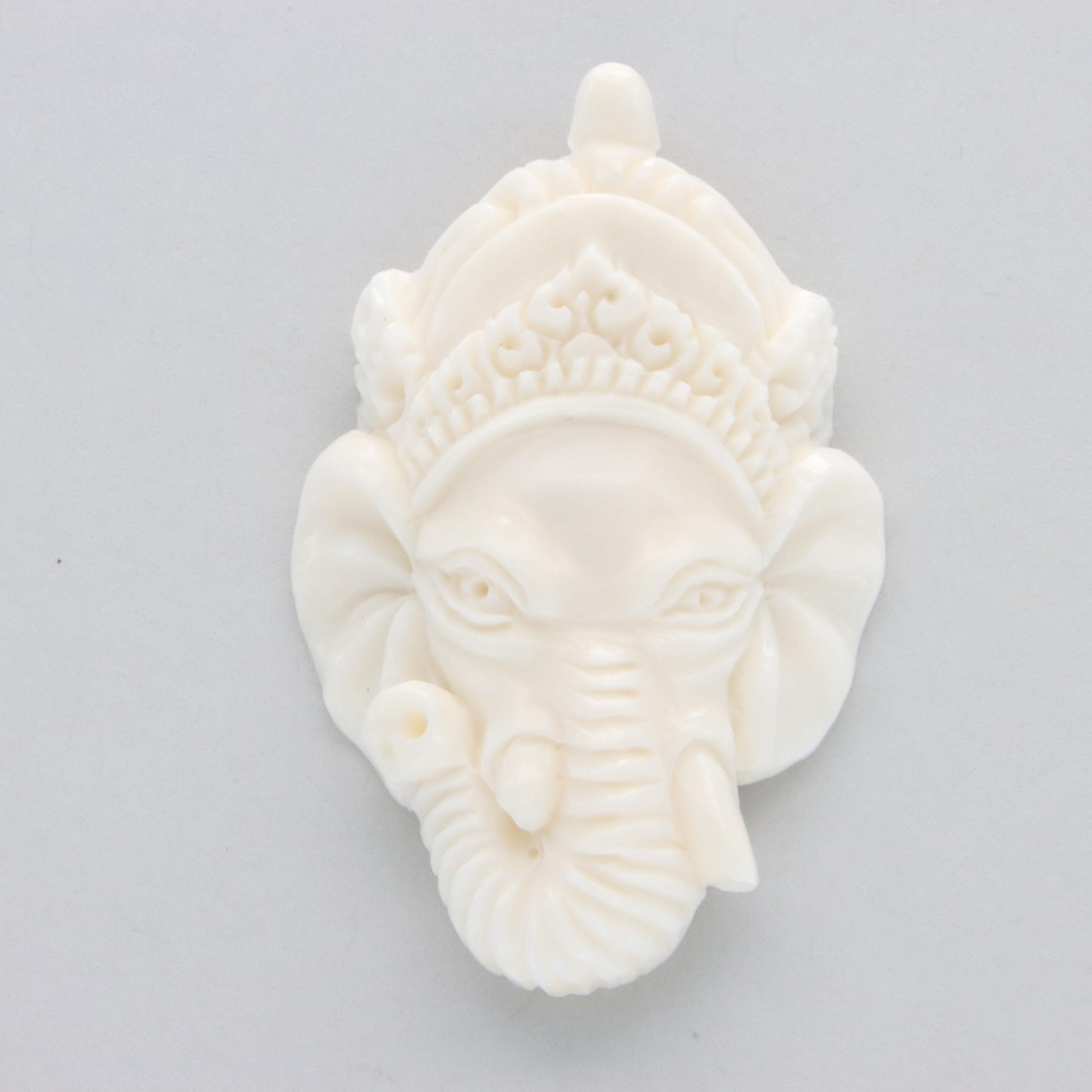 Hand Carved Water Buffalo Ganesha Elephant Pendant