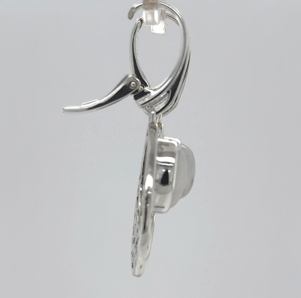 Thumbnail: Silver Oval Rainbow Moonstone Teardrop Earrings - Leverback