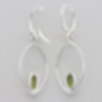 Thumbnail: 925 Silver Leverback Green Peridot Oval Earrings - Natural Gemstone