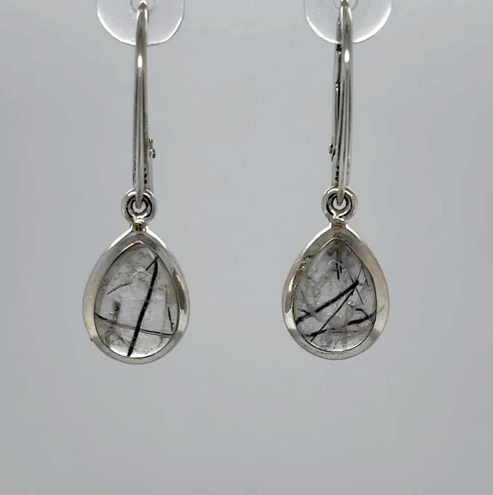 Thumbnail: 925 Sterling Silver Teardrop Rutilated Quartz Dangle Earrings