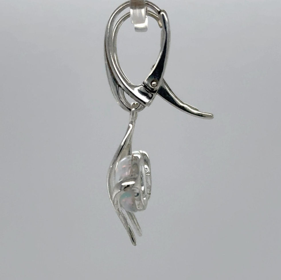 Thumbnail: Green Fire Opal Dangle Swirl Leverback Earrings - 925 Sterling Silver
