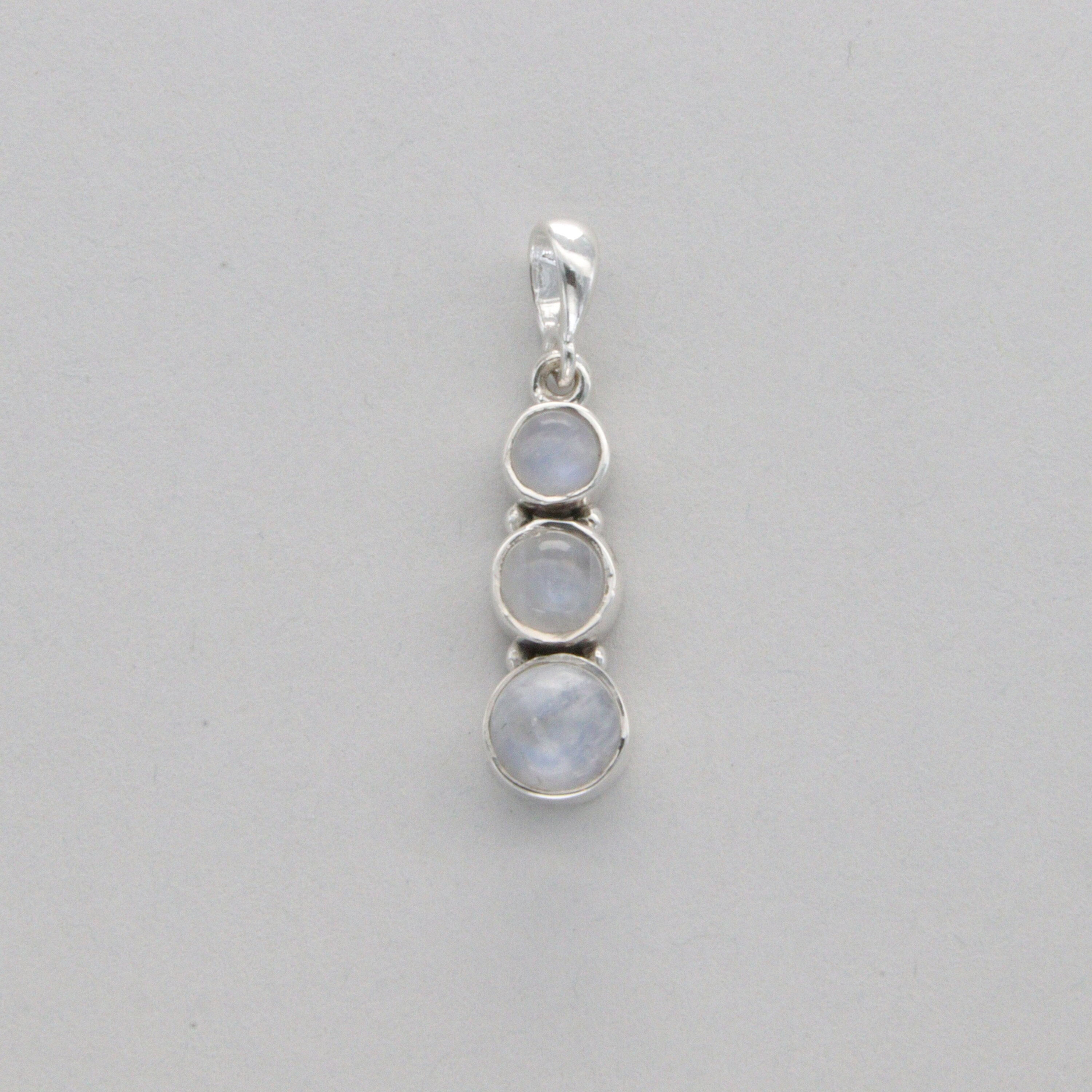 "Triple Round Moonstone Pendant - 925 Sterling Silver"