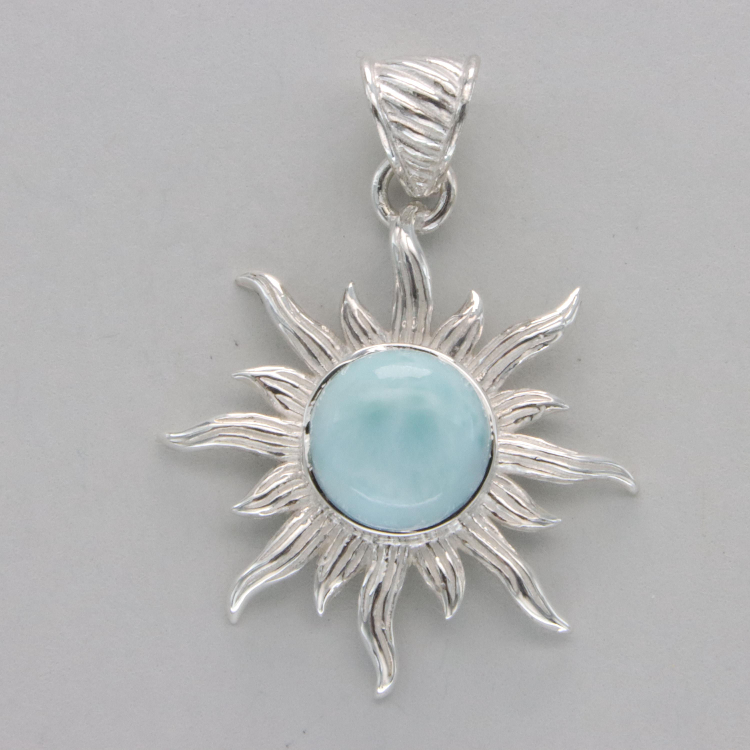 Sterling Silver Larimar Sun/Star Pendant - 925 Sterling Silver