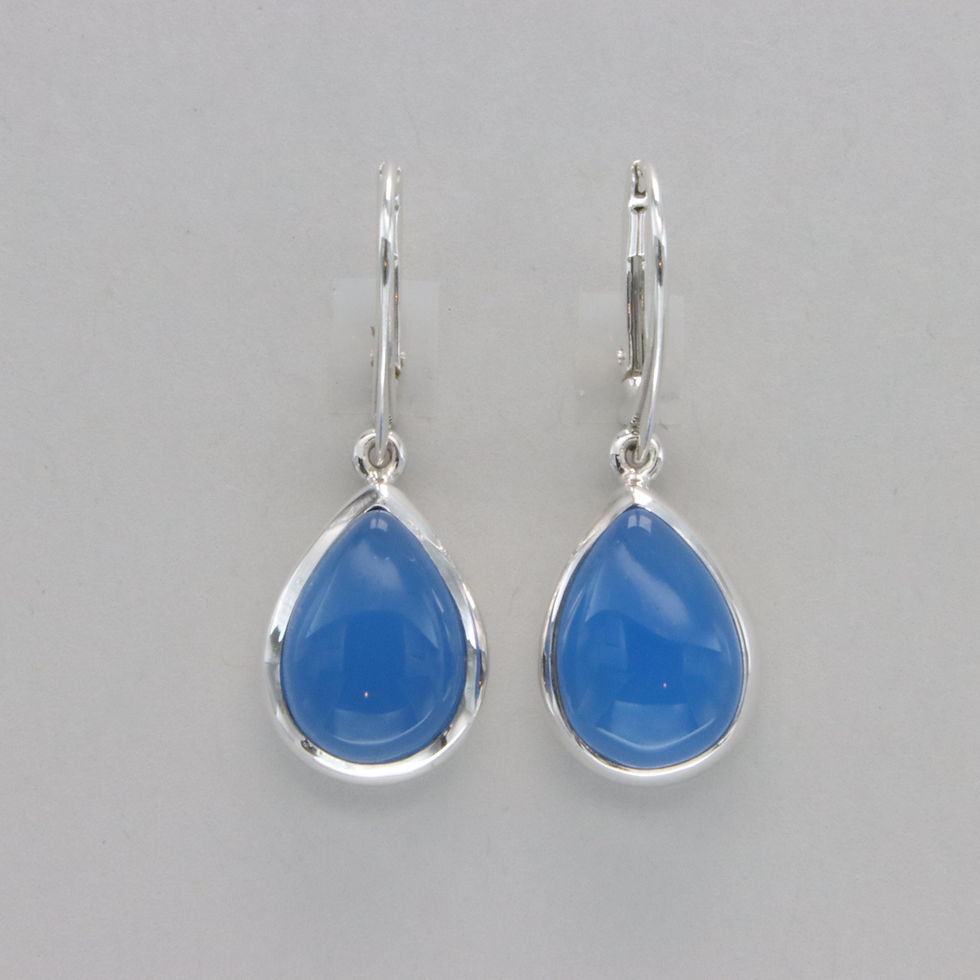 Thumbnail: Blue Chalcedony Teardrop Earrings 925 Sterling Silver
