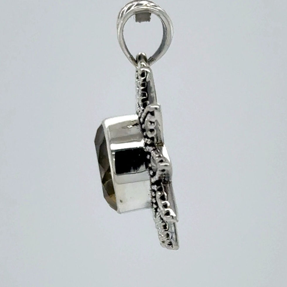 Thumbnail: Facetted Yellow Citrine Sun Pendant - 925 Sterling Silver