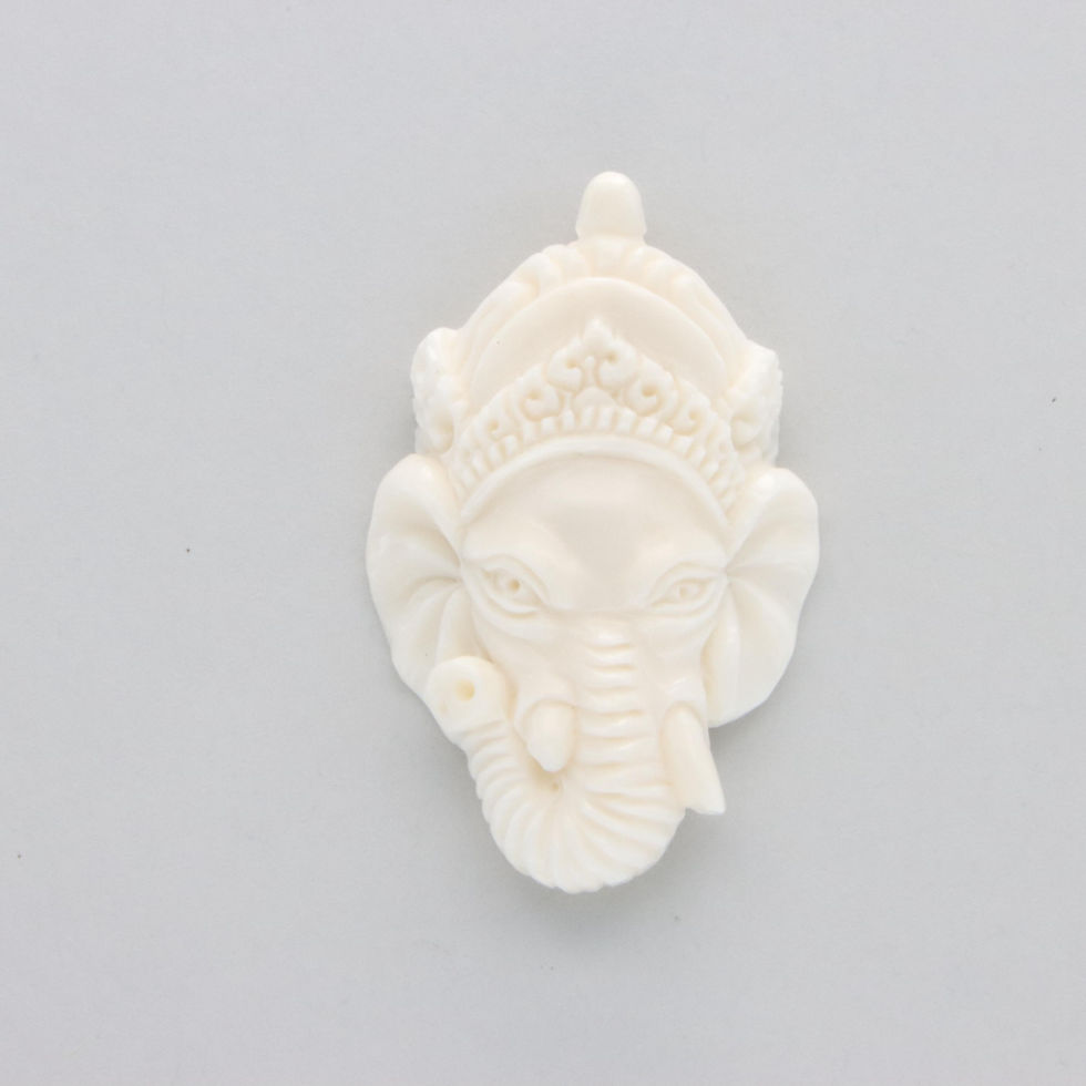 Thumbnail: Hand Carved Water Buffalo Ganesha Elephant Pendant