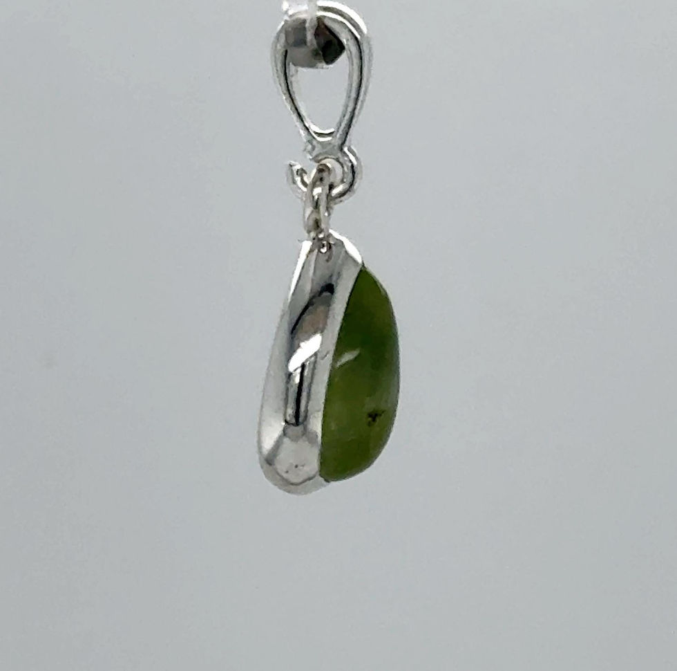 Thumbnail: Green Prehnite Teardrop Pear Pendant - 925 Sterling Silver