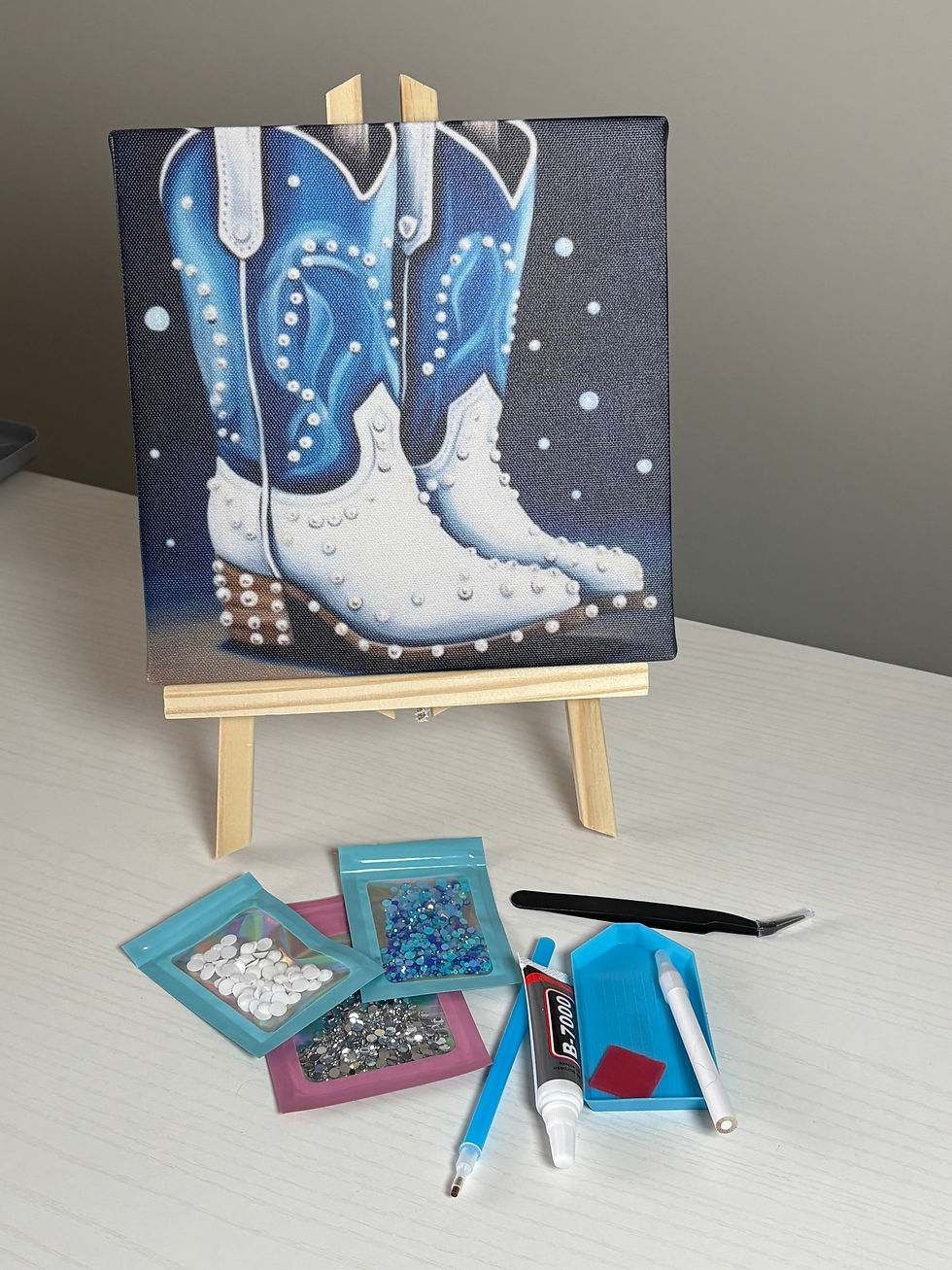 Thumbnail: Blue Cowboy Boots- Med 12 x 12