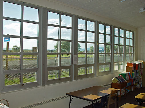 Windows in a school building.