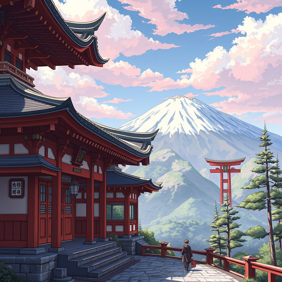 Japan shrines on the mountain anime style.jpg