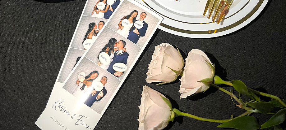 wedding photo booth strips flatlay