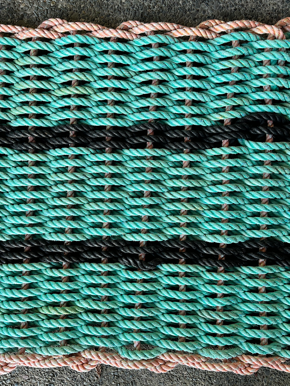 Thumbnail: Aqua with Black Stripes and a touch of Salmon