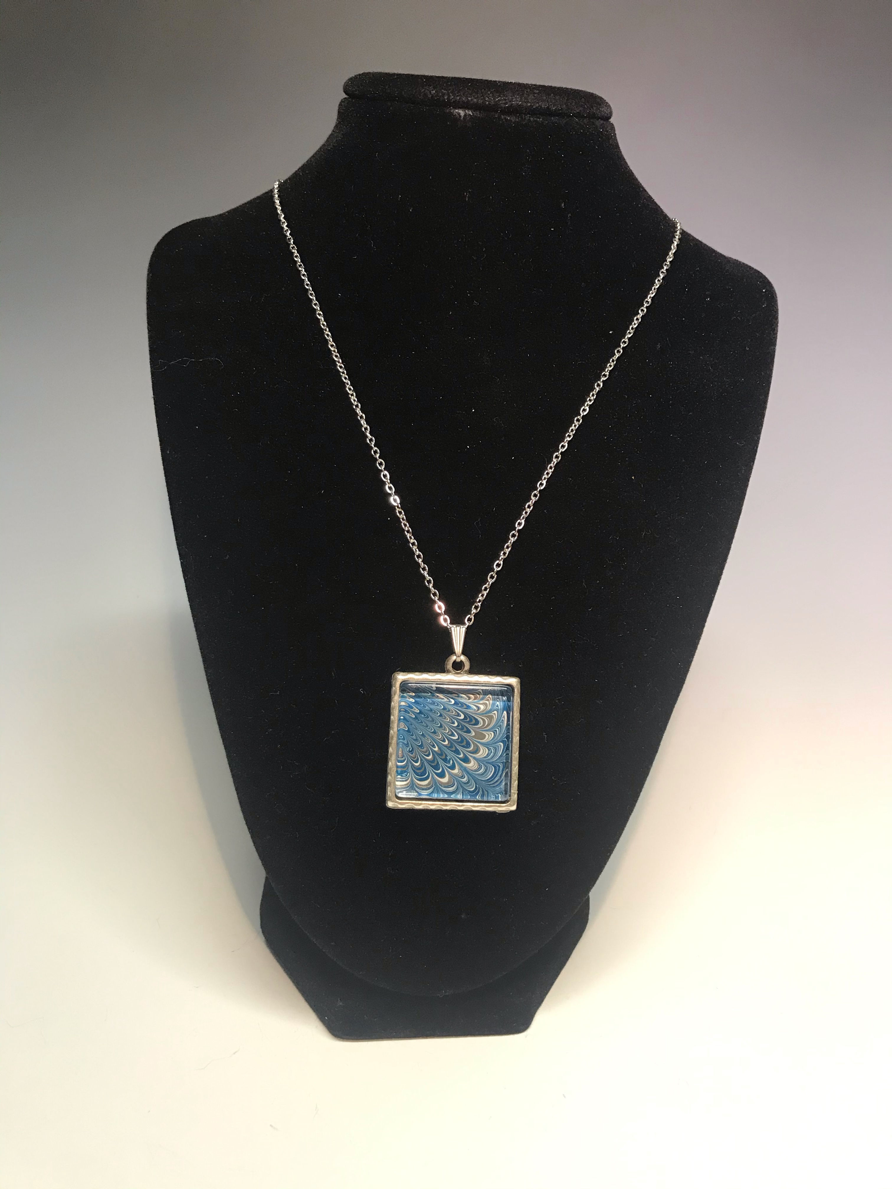 Marbled Paper Square Necklace