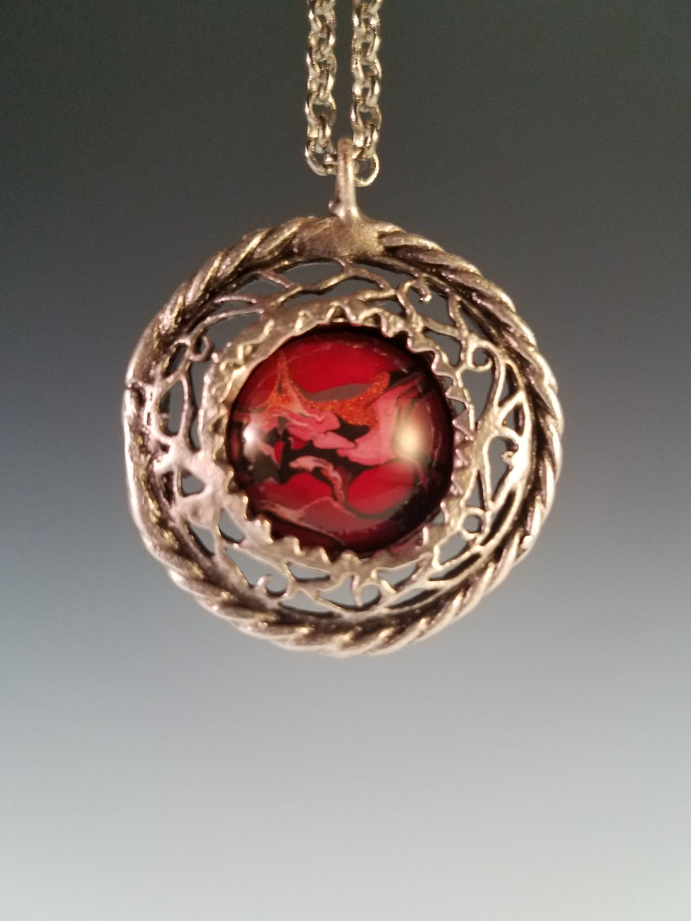 Thumbnail: Braided Carmine Marbled Necklace