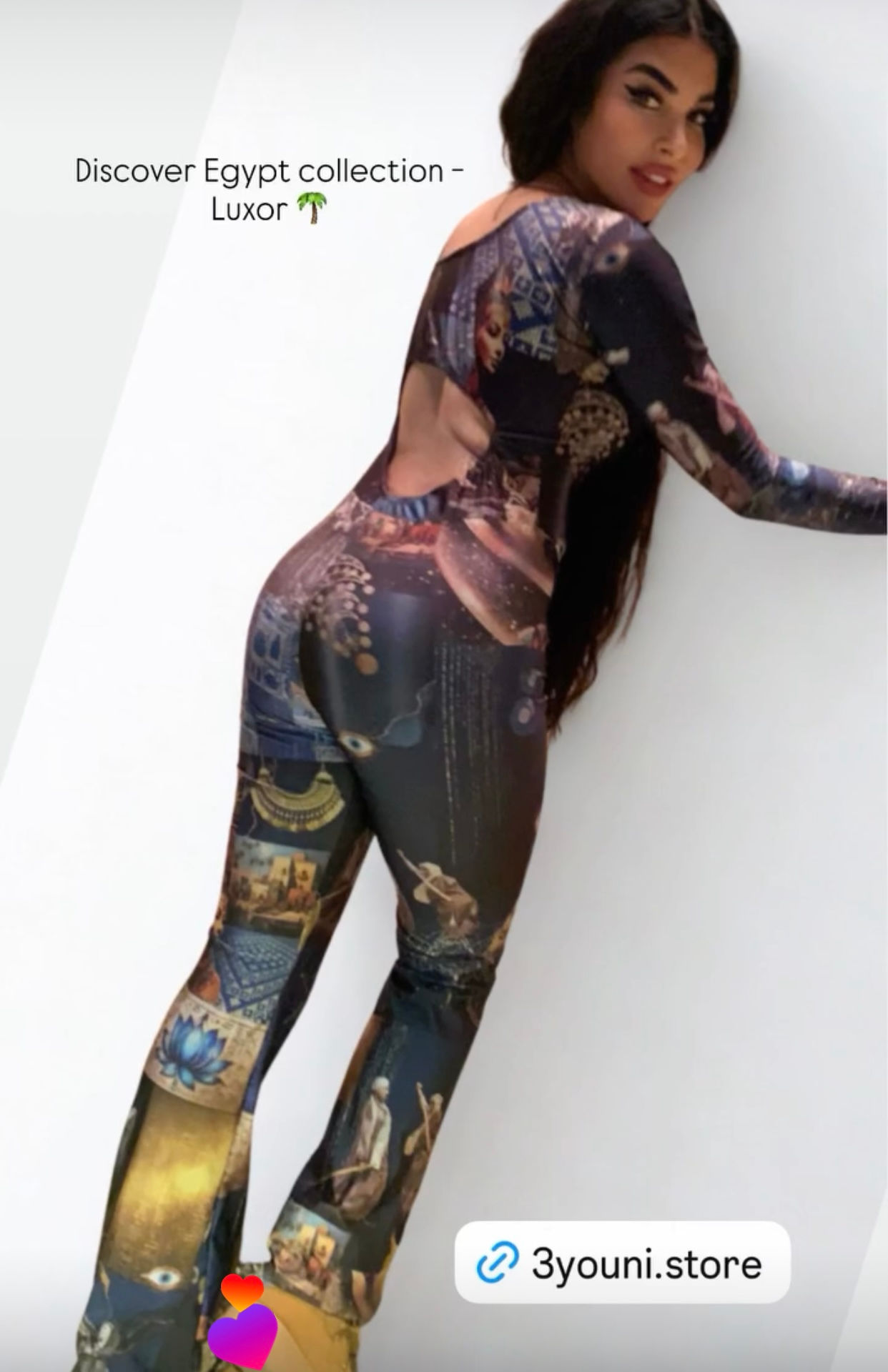 Luxor one sleeve fitted flared JUMPSUIT - Discover Egypt collection